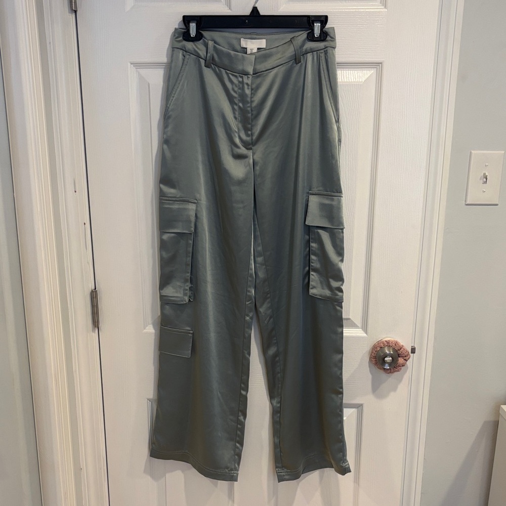 H&M Shimmering Green Satin Pants
